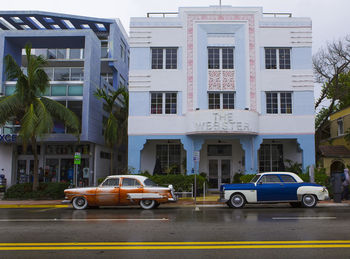 Cars on street in city