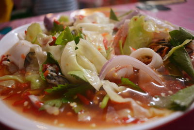 Close-up of meal served in plate