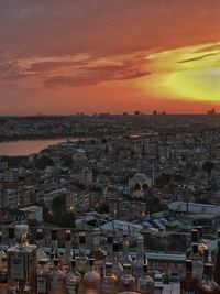 View of cityscape at sunset