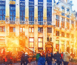 People walking on street against buildings in city