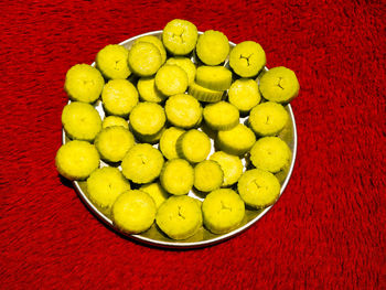 High angle view of fruits in bowl