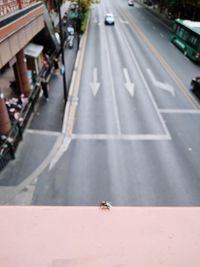 High angle view of vehicles on road