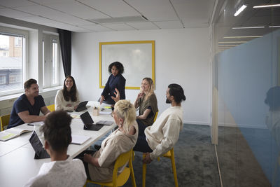 Diverse team having business meeting in conference room