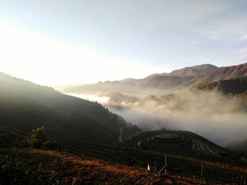 Scenic view of mountains against sky