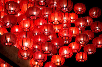 Low angle view of illuminated lanterns 