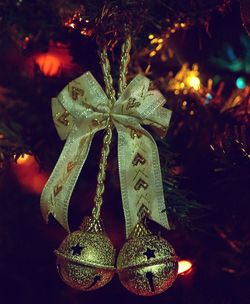 Close-up of illuminated christmas tree