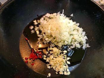 High angle view of food in container