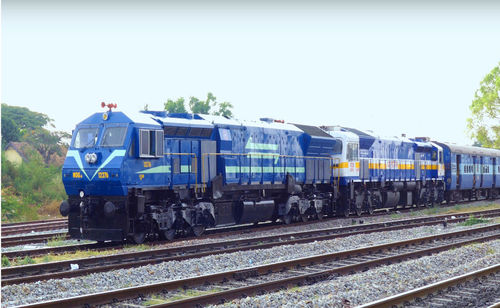 Train on railroad station platform