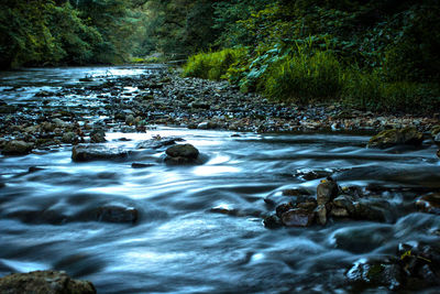 Scenic view of river flowing through rocks