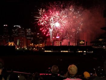 Firework display at night