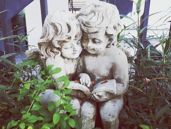 Close-up of angel statue