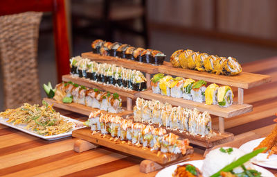 Close-up of sushi on table