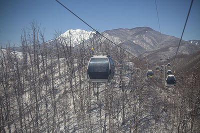 Overhead cable car against sky