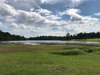 Scenic view of lake against sky