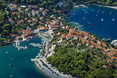 Aerial view of cavtat town in dubrovnik region, croatia