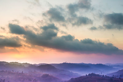 Scenic view of dramatic sky during sunset