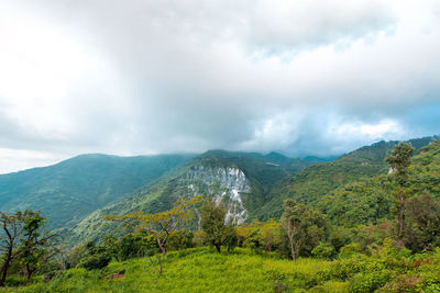 Scenic view of mountains against sky