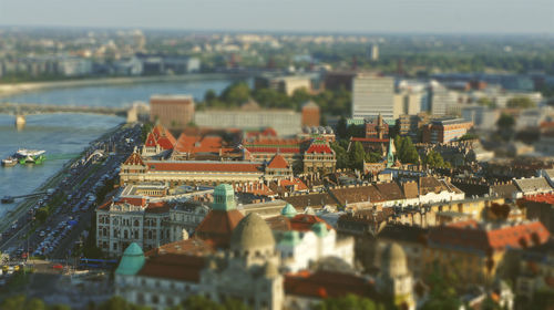 High angle view of cityscape against sky