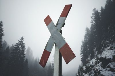 Low angle view of road signs against sky