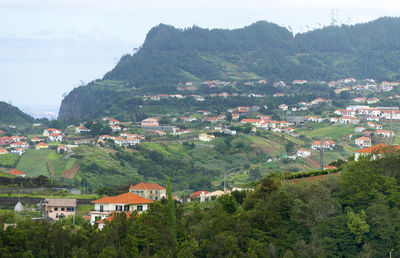 High angle shot of townscape against the sky