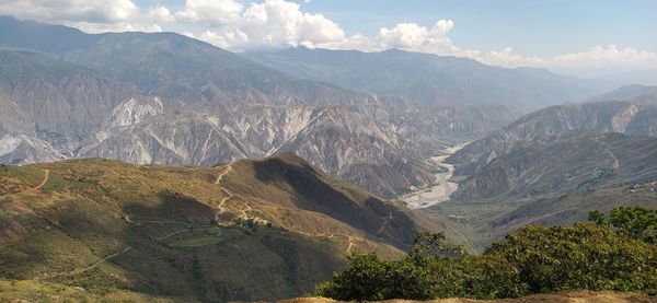 Scenic view of mountains against sky