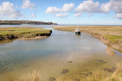 Scenic view of sea against cloudy sky