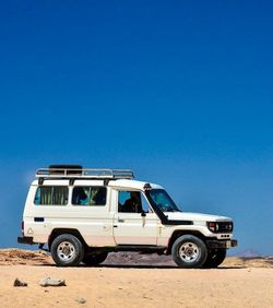 Low angle view of car during a safari in the desert
