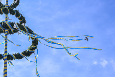 Low angle view of plant against blue sky