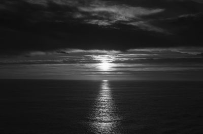 Scenic view of sea against cloudy sky