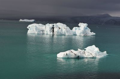 Scenic view of frozen sea against sky