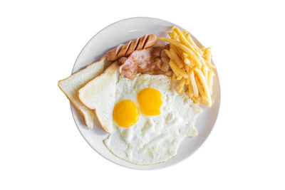 Close-up of breakfast served in plate