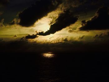 Scenic view of sea against cloudy sky