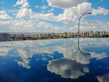 Reflection of buildings in city