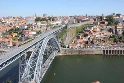 High angle view of bridge over river in city