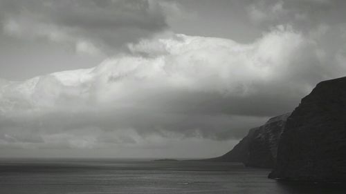 Scenic view of sea against cloudy sky