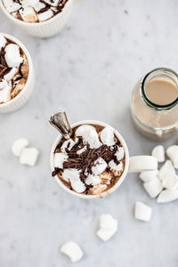 High angle view of coffee on table