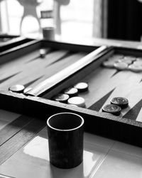 High angle view of board game on table