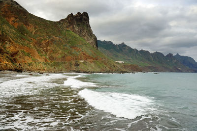 Scenic view of sea against cloudy sky