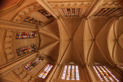 Directly below view of ribbed vault in church