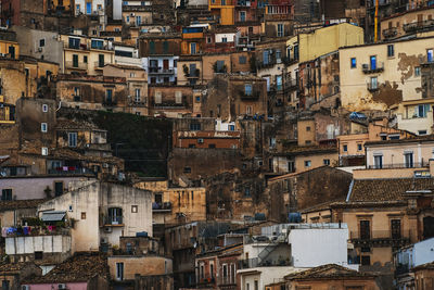 High angle view of buildings in city