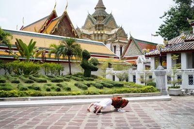 View of lawn in front of building