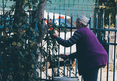 A woman working in the garden