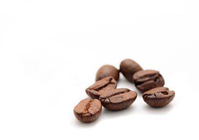 Close-up of cookies against white background