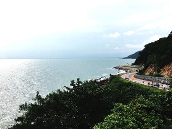 High angle view of sea against sky