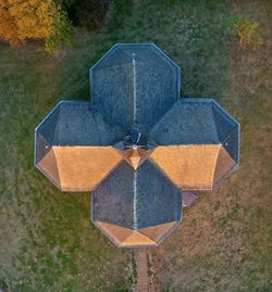 High angle view of stone wall