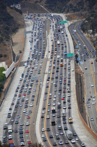 High angle view of traffic on city street