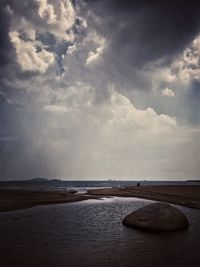 Scenic view of sea against cloudy sky