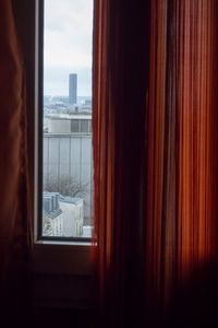 View of city through window