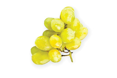 Close-up of grapes over white background