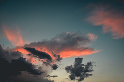 Low angle view of clouds in sky during sunset